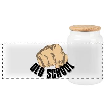 Oldschool (Vieille école) - Boîte à biscuits avec couvercle en bois - blanc - Devant
