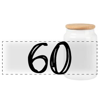 60. 60 JAHRE. 60-JÄHRIGES JUBILÄUM. 60. GEBURTSTAG. - Panorama Keksdose mit Holzdeckel - Weiß - Vorne
