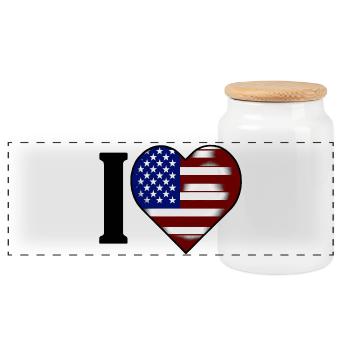 I ♥️ États-Unis | J’adore les États-Unis - Boîte à biscuits avec couvercle en bois - blanc - Devant