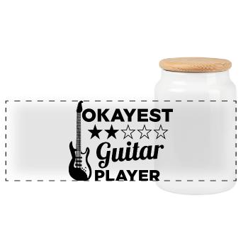 Okayest Guitar Player - Guitariste drôle - Boîte à biscuits avec couvercle en bois - blanc - Devant
