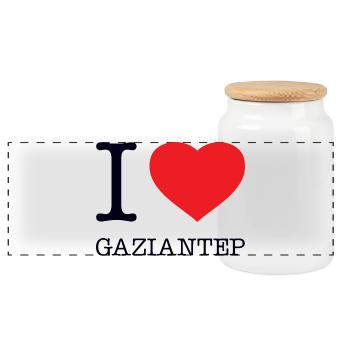 J’ADORE GAZIANTEP - Boîte à biscuits avec couvercle en bois - blanc - Devant