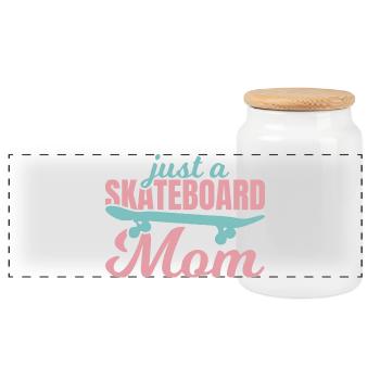 Skateboard Mutter - Panorama Keksdose mit Holzdeckel - Weiß - Vorne