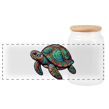 Tortue - Boîte à biscuits avec couvercle en bois - blanc - Devant