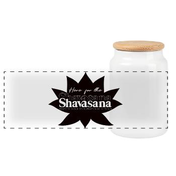 Voici pour le Shavasana – Yoga Humor Design - Boîte à biscuits avec couvercle en bois - blanc - Devant