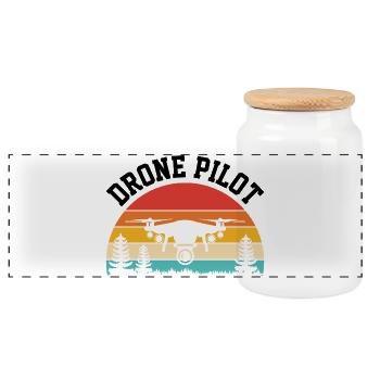 Pilote de drone - Boîte à biscuits avec couvercle en bois - blanc - Devant