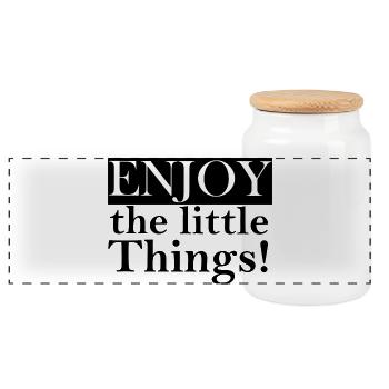 Profitez des petites choses Lettreries - Boîte à biscuits avec couvercle en bois - blanc - Devant
