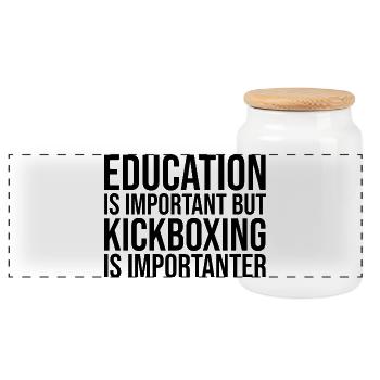 Kickboxing - Boîte à biscuits avec couvercle en bois - blanc - Devant