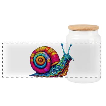 Schnecke - Panorama Keksdose mit Holzdeckel - Weiß - Vorne