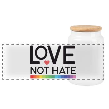 LGBT Pride Month - Love not Hate - Panoramic Cookie Jar with Wooden Lid - white - Front