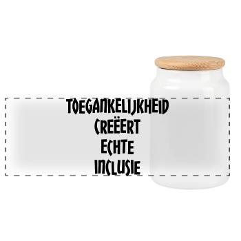 Accessibility creates true inclusion # - Panoramic Cookie Jar with Wooden Lid - white - Front