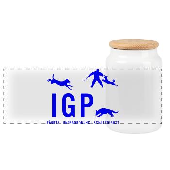 IGP Hundesport - Blau - Panorama Keksdose mit Holzdeckel - Weiß - Vorne