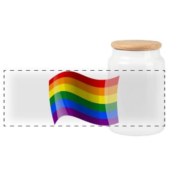 Rainbow Wave Energy Shimmer - Panoramic Cookie Jar with Wooden Lid - white - Front