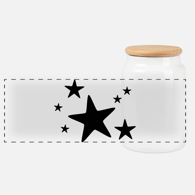 Star group monochrome - Panoramic Cookie Jar with Wooden Lid - white