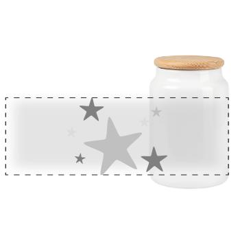 Groupe d’étoiles multicolore - Boîte à biscuits avec couvercle en bois - blanc - Devant