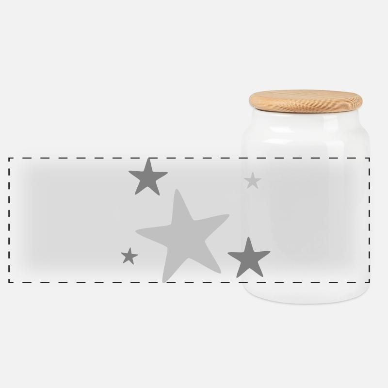 Star group multicolored - Panoramic Cookie Jar with Wooden Lid - white
