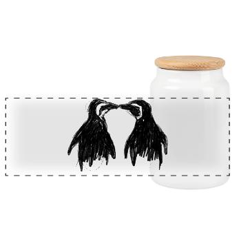 Pinguine Liebe – digitale Illustration 2024 - Panorama Keksdose mit Holzdeckel - Weiß - Vorne