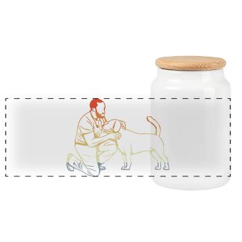 Veterinarian - Panoramic Cookie Jar with Wooden Lid - white - Front