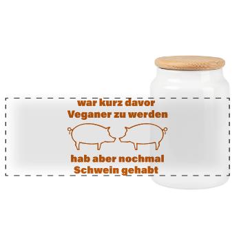 PIG - Panoramic Cookie Jar with Wooden Lid - white - Front