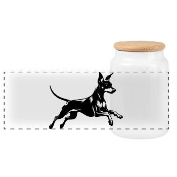 Miniature Pinscher - Panoramic Cookie Jar with Wooden Lid - white - Front