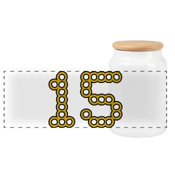 ANNIVERSARY. 15. 15 YEARS. 15th ANNIVERSARY - Panoramic Cookie Jar with Wooden Lid - white - Front