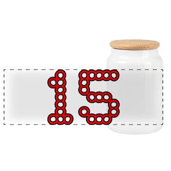 ANNIVERSARY. 15. 15 YEARS. 15th ANNIVERSARY - Panoramic Cookie Jar with Wooden Lid - white - Front