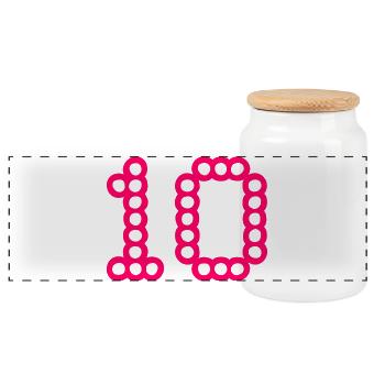 10. 10 JAHRE. 10-JÄHRIGES JUBILÄUM. 10-JÄHRIGES JUBILÄUM. - Panorama Keksdose mit Holzdeckel - Weiß - Vorne
