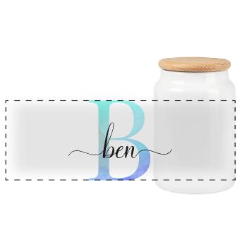 B| Monogramm | Name | Ben | Watercolor - Panorama Keksdose mit Holzdeckel - Weiß - Vorne