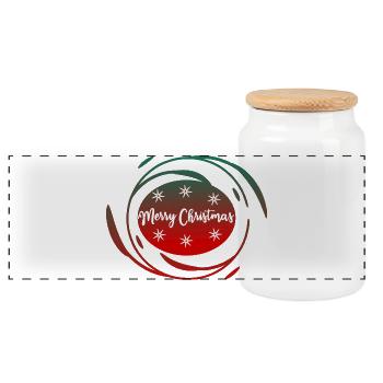 WEIHNACHTEN. FROHE WEIHNACHTEN. FROHE WEIHNACHTEN. NEUJAHRSTAG - Panorama Keksdose mit Holzdeckel - Weiß - Vorne