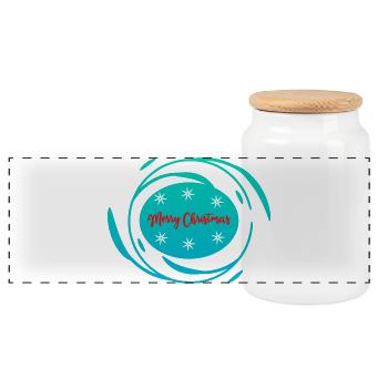 CHRISTMAS. MERRY CHRISTMAS. MERRY CHRISTMAS. SANTA CLAUS - Panoramic Cookie Jar with Wooden Lid - white - Front