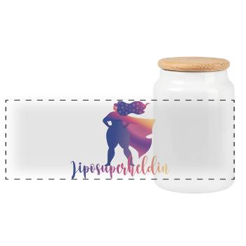 Liposuper-héroïne - Boîte à biscuits avec couvercle en bois - blanc - Devant