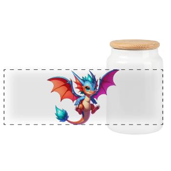 Dragon - Boîte à biscuits avec couvercle en bois - blanc - Devant