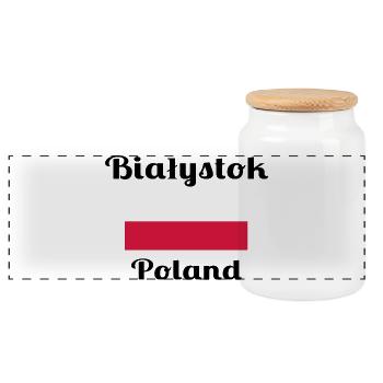Białystok Polen - Stilvolle Drucke - Panorama Keksdose mit Holzdeckel - Weiß - Vorne