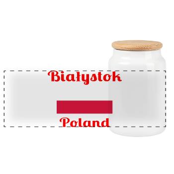 Białystok Polen - Stilvolle Drucke - Panorama Keksdose mit Holzdeckel - Weiß - Vorne