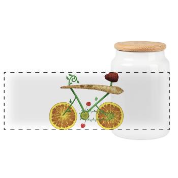 Design de vélo fruité avec des tranches d’orange - Boîte à biscuits avec couvercle en bois - blanc - Devant