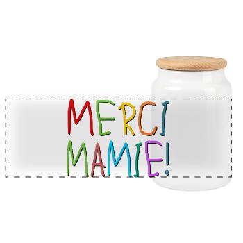 MERCI MAMAN ENFANTS MAMIE - Boîte à biscuits avec couvercle en bois - blanc - Devant