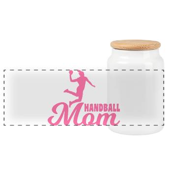 Maman handballeuse - Boîte à biscuits avec couvercle en bois - blanc - Devant