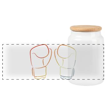 Kickboxing Gloves - Panoramic Cookie Jar with Wooden Lid - white - Front