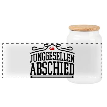 Junggesellen Abschied - Panorama Keksdose mit Holzdeckel - Weiß - Vorne