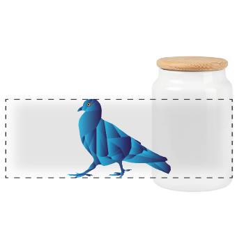 Blue Geometric Abstract Pigeon - Panoramic Cookie Jar with Wooden Lid - white - Front