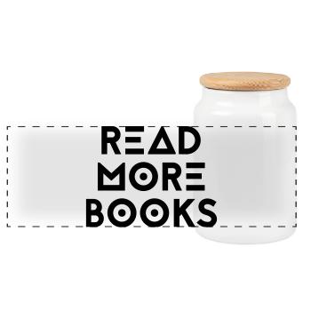 READ MORE BOOKS - Panoramic Cookie Jar with Wooden Lid - white - Front