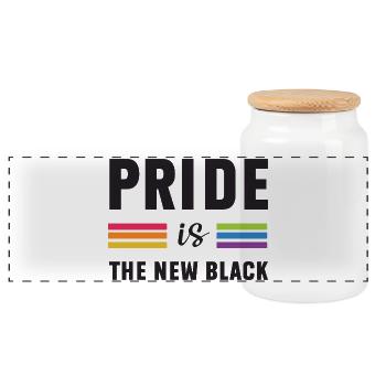 LGBTQ Pride Month - Pride is the New Black - Panoramic Cookie Jar with Wooden Lid - white - Front
