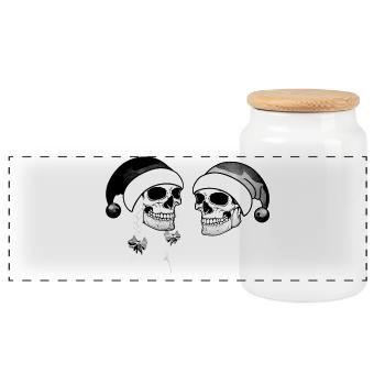 Sombre Noël Crâne Femme Homme Chapeau - Boîte à biscuits avec couvercle en bois - blanc - Devant