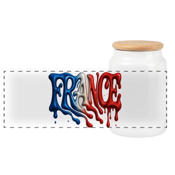 Design de Graffiti Liquide Tricolore FRANCE - Boîte à biscuits avec couvercle en bois - blanc - Devant