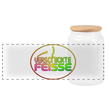 Verschickte Feisse - Panorama Keksdose mit Holzdeckel - Weiß - Vorne