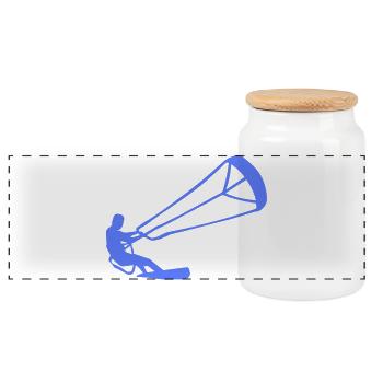 Kitesurfer Silhouette Kiteboarding Adrenaline Sport - Panoramic Cookie Jar with Wooden Lid - white - Front