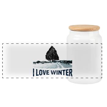 I love Winter Baum mit - Panorama Keksdose mit Holzdeckel - Weiß - Vorne