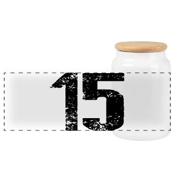 15 Number Jersey - Panoramic Cookie Jar with Wooden Lid - white - Front