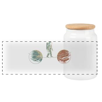 Acrobatie spatiale Art Design - Boîte à biscuits avec couvercle en bois - blanc - Devant