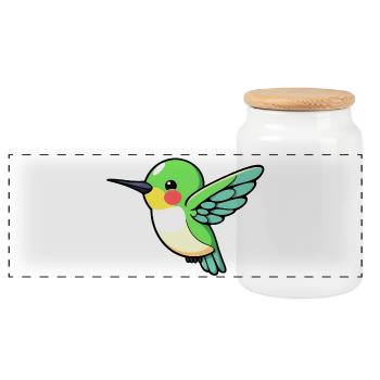 Kolibri - Panorama Keksdose mit Holzdeckel - Weiß - Vorne