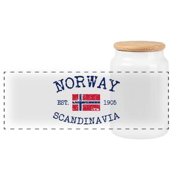 Norway - Norge - Norwegen - Scandinavia - 1905 - Panorama Keksdose mit Holzdeckel - Weiß - Vorne